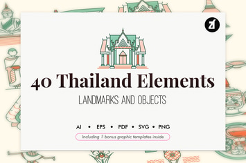 40 Thailand elements with bonus graphic template