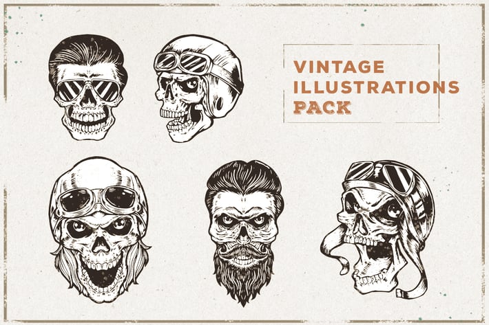 Vintage Skull Illustration Pack