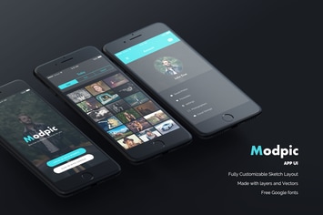 Modpic App UI Mockup Sketch file