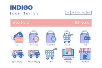 100 Web Store Line Icons