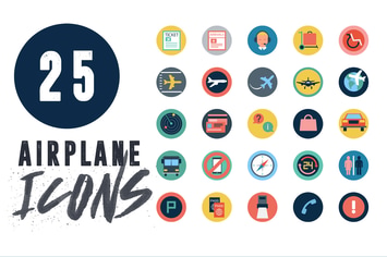 25 Airplane Travel Flat Icons
