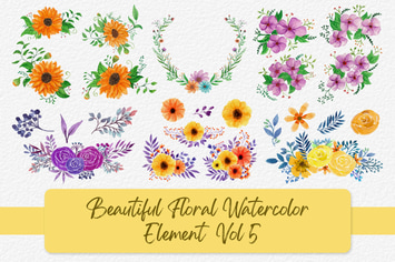 Beautiful Floral Watercolor Elements Vol 5
