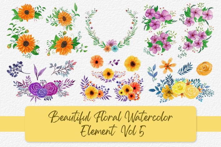 Beautiful Floral Watercolor Elements Vol 5