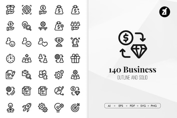 140 business elements in minimal design