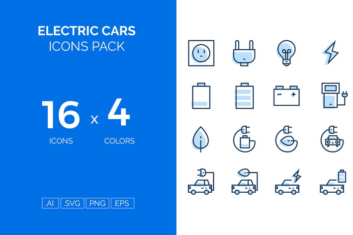 Electric cars icons pack