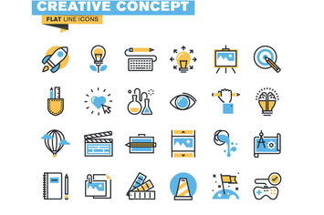 Flat line colorful icons collection