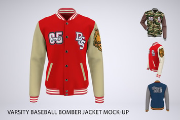 Varsity Baseball Bomber Jacket Mock-Up