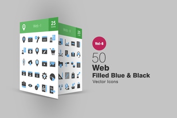 50 Web Blue & Black Icons