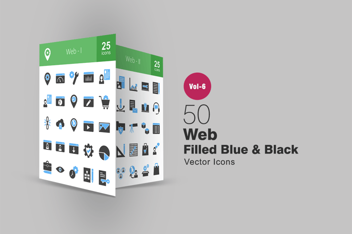 50 Web Blue & Black Icons