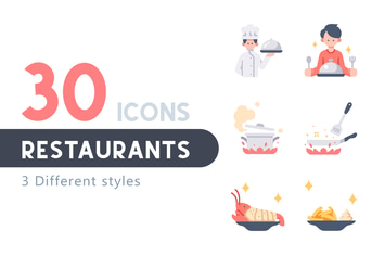 30 Restaurants icon set