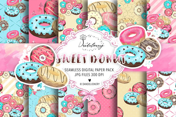 Donut digital paper pack