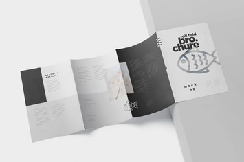 Roll Fold Brochure Mockup Set - Din A4 A5 A6