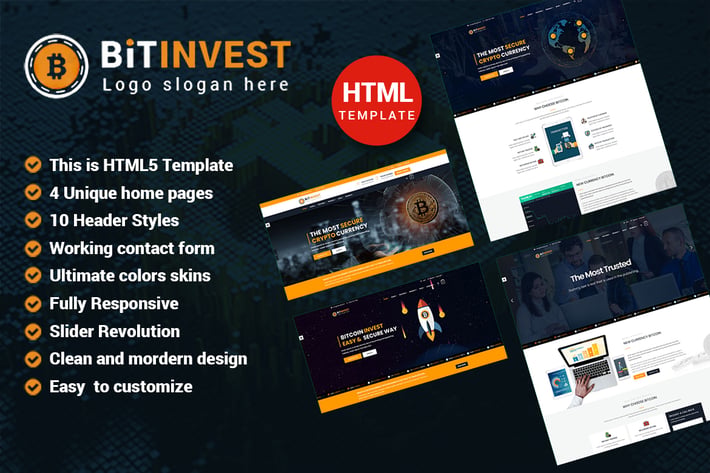 Bitinvest - Bitcoin Crypto Currency Template 
