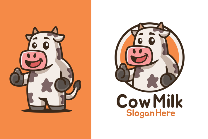 Thumbs Up Cow Mascot Logo Design