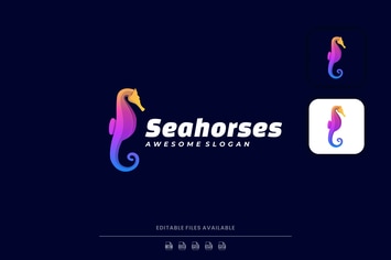 Sea Horse Gradient Colorful Logo