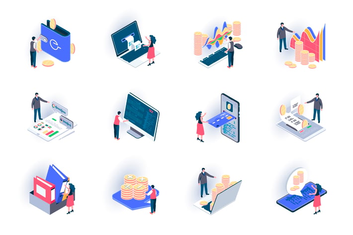Business Accounting Isometric Icons Pack