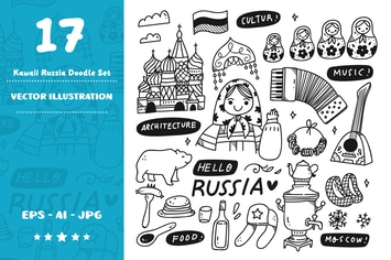 Kawaii Russia Doodle Set