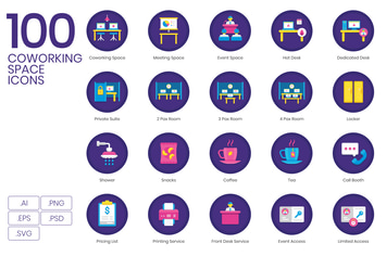 100 Coworking Space Icons
