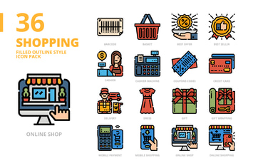 Shopping Filled Outline Style Icon Set