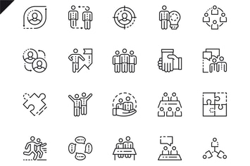 Simple Set Teamwork Line Icons