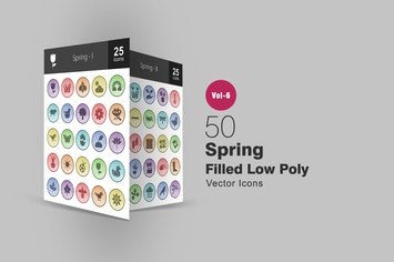 50 Spring Filled Low Poly Icons