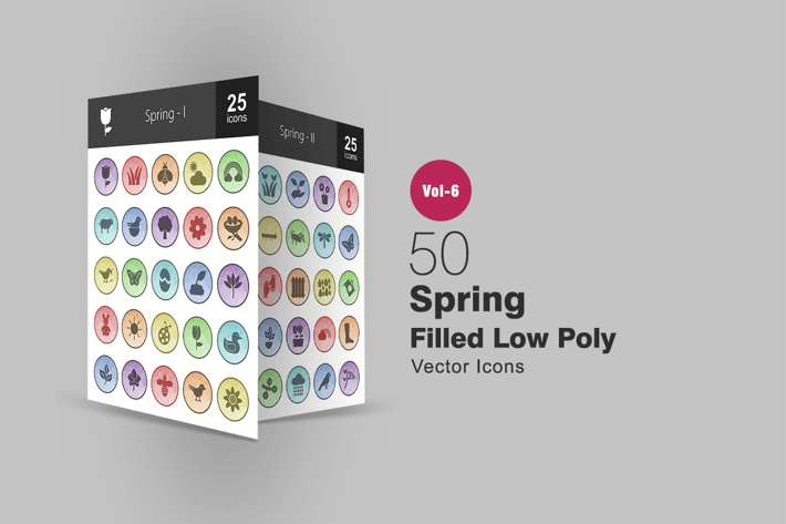 50 Spring Filled Low Poly Icons
