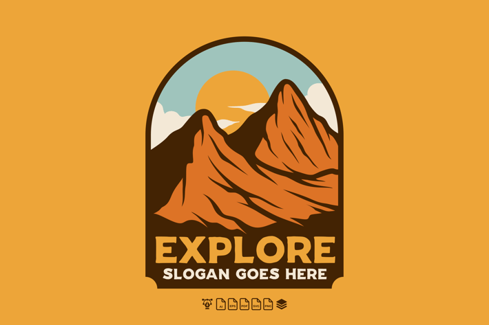 Hand Drawn Badge Mountain Logo