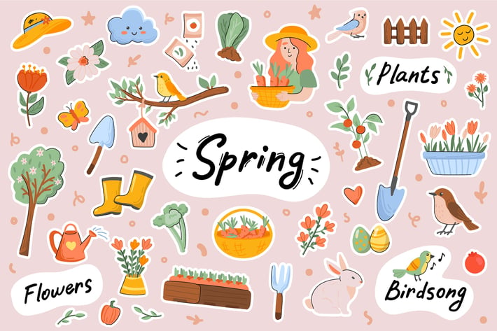 Spring Cute Stickers Set