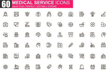 Medical Service Thin Line Icons Pack