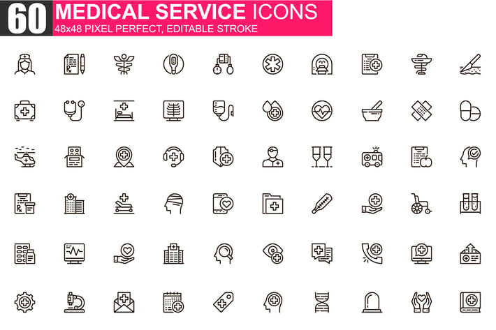 Medical Service Thin Line Icons Pack
