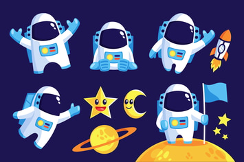 Collection of Astronaut Mascot Vector