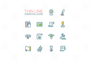 Law and Justice - Thin Line Icons Set