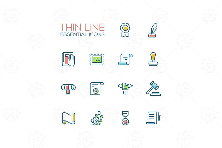 Law and Justice - Thin Line Icons Set