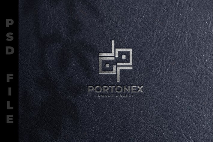 Silver Logo Mockup in Leather