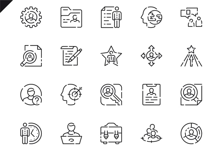 Simple Set Head Hunting Line Icons