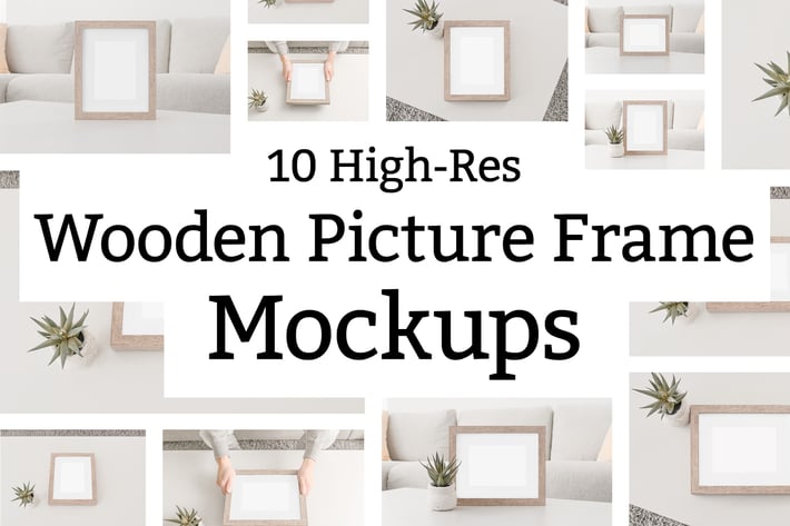 10 Wooden Picture Frame Mockups