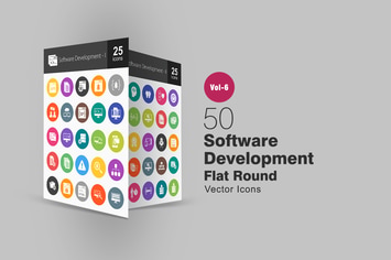50 Software Development Glyph Multicolor BG Icons