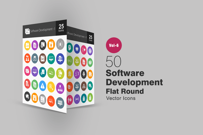 50 Software Development Glyph Multicolor BG Icons