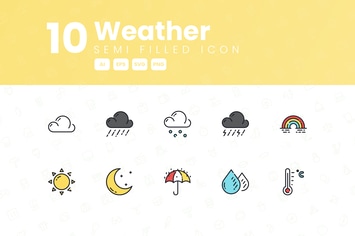 10 Weather Semi Filled Icon Collection