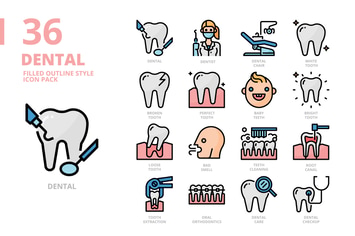 Dental Filled Outline Style Icon Set