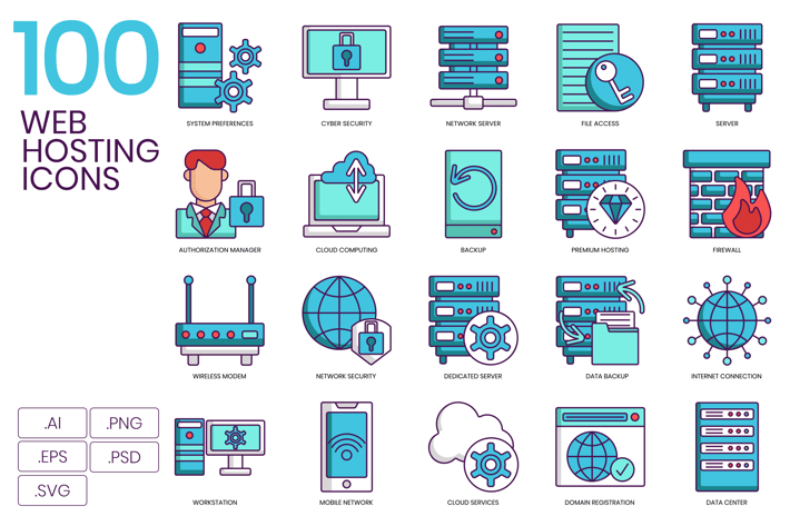 100 Web Hosting Icons