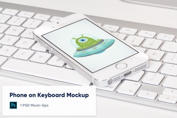 Phone on the computer keyboard