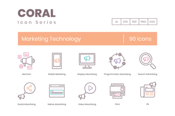 90 Marketing Technology Line Icons