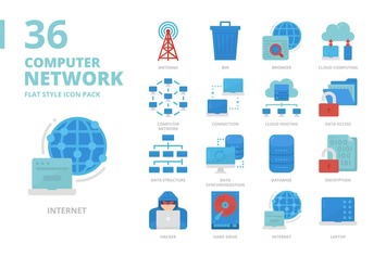 Compute Network Flat Style Icon Set