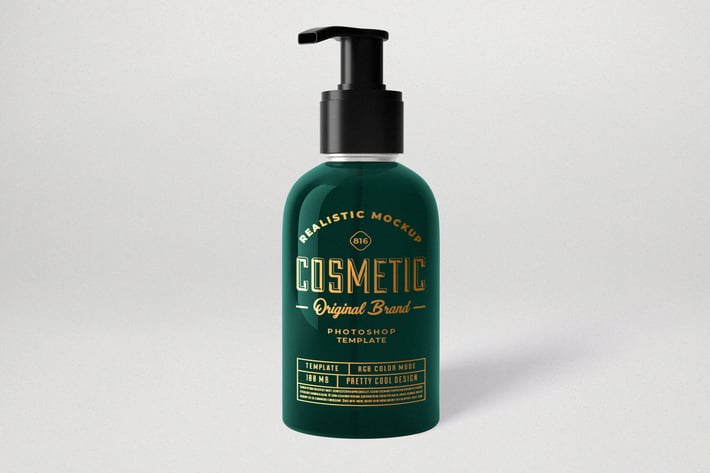 Cosmetic Dispenser Bottle Mock-Up Template