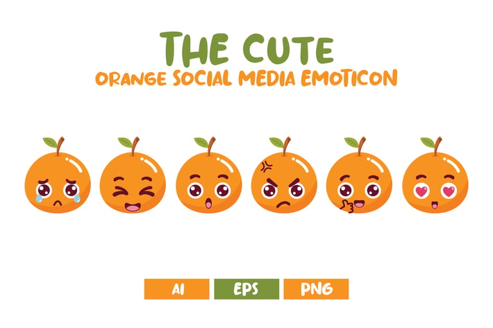 Cute Orange Social Media Emoticon