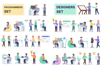 Programmers and Designers Flat People Characters