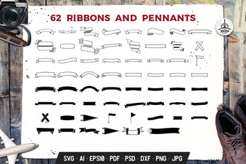 Vintage Hand Drawn Ribbons Bundle. Vector Graphics