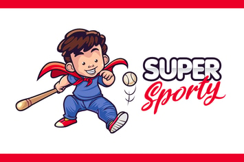 Super Baseball Little Boy Character Mascot Logo