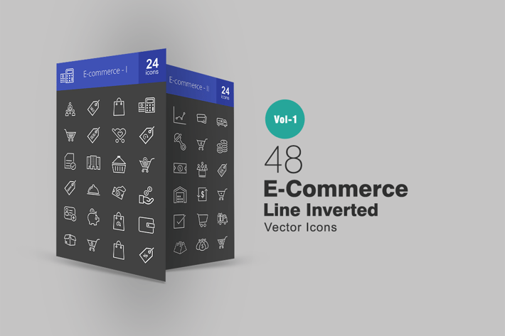 48 Ecommerce Line Inverted Icons
